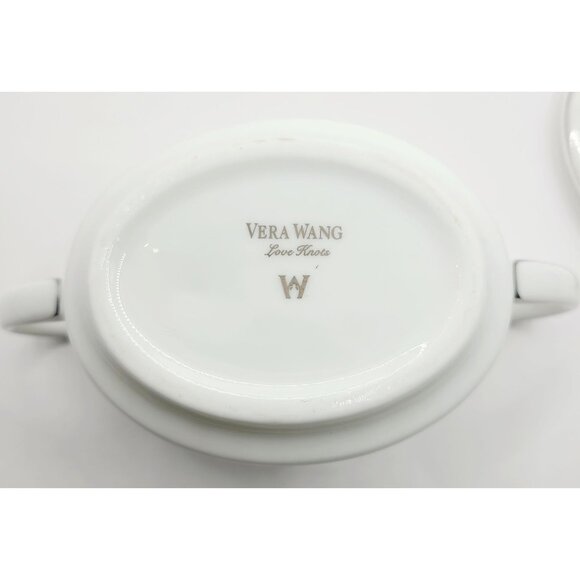Wedgwood Vera Wang Love Knots White Porcelain Covered Sugar Bowl 10 Oz In Box - Picture 15 of 15